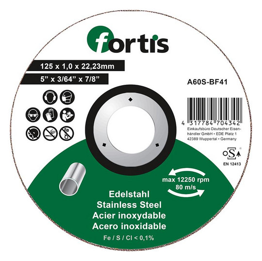 fortis-Trennscheibe Edelstahl, gerade - 125x1,0mm