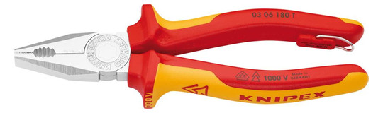 KNIPEX-VDE-Kombizange mit Sicherungsöse 0306180T -...