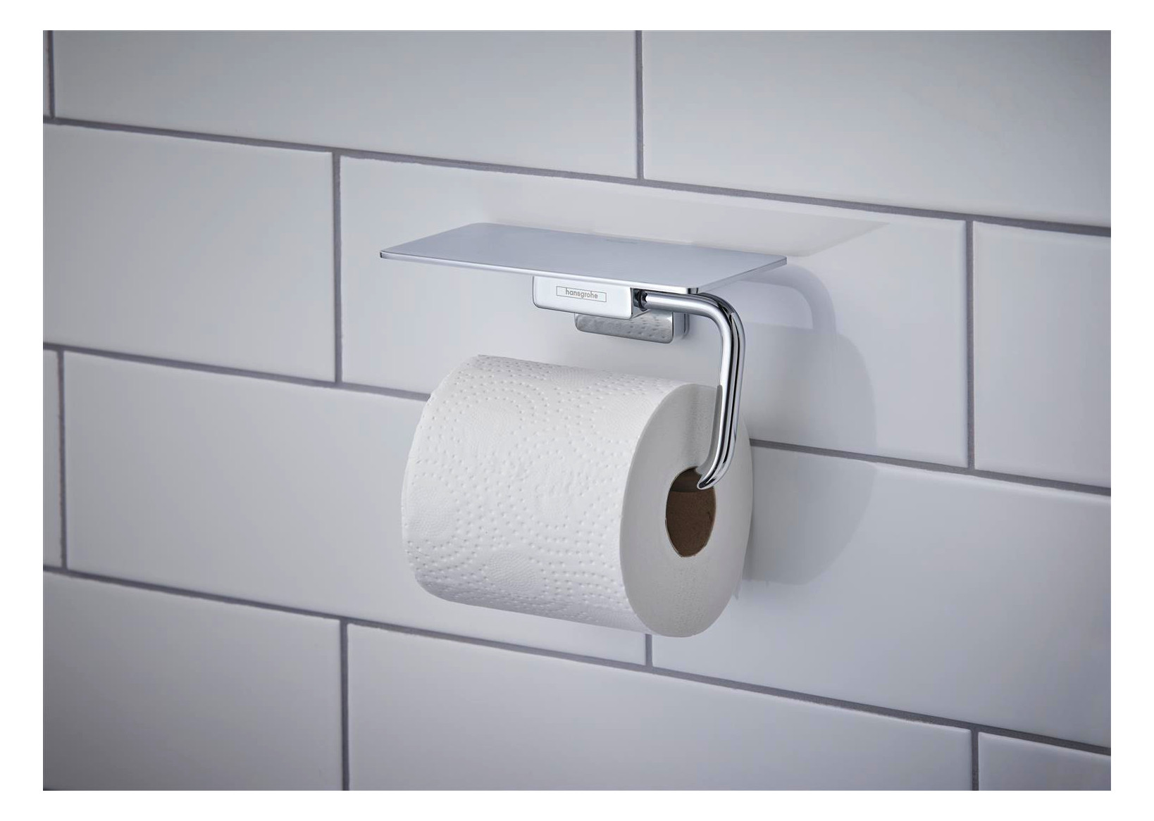 hansgrohe Papierrollenhalter AddStoris mit Ablage, chrom, Wandmontage, Metall