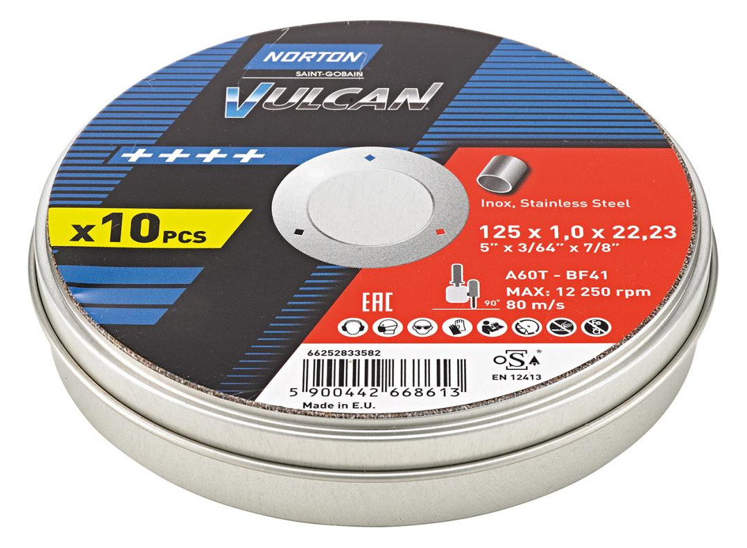 Bild Trennscheibe Dose 10x Vulcan Inox 125x1, 0mm - Norton-0