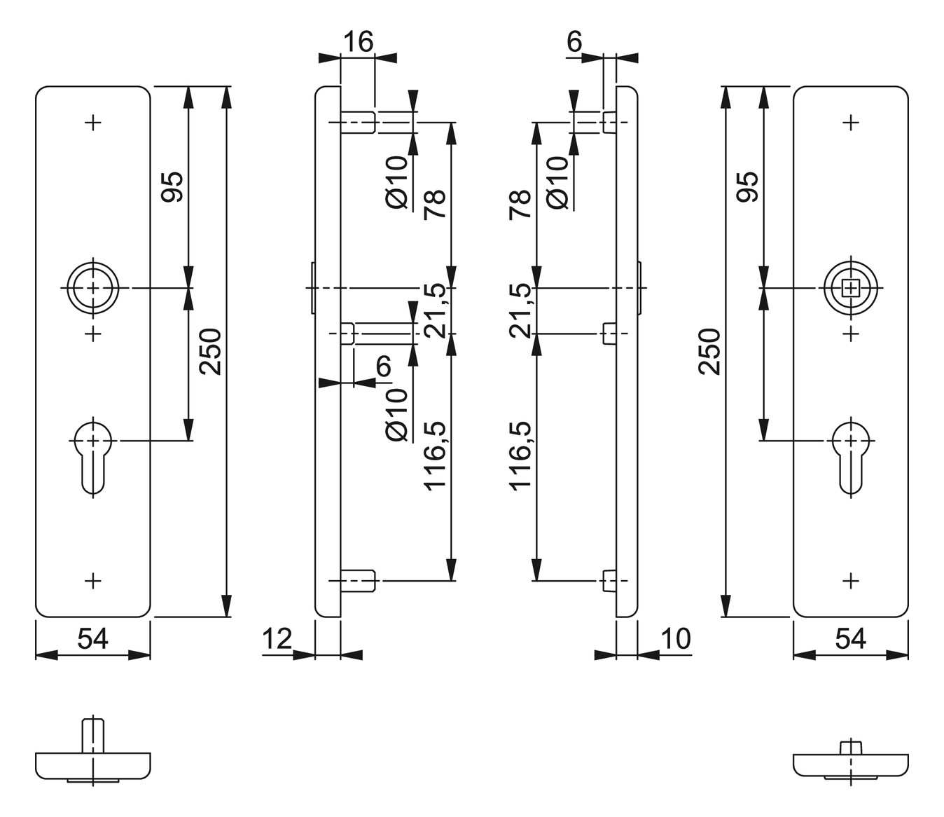 Bild Schutz-Langschild 2221/2210 eckig,ES1/PZ 72/8,F31-1,TS37-47 - HOPPE-1