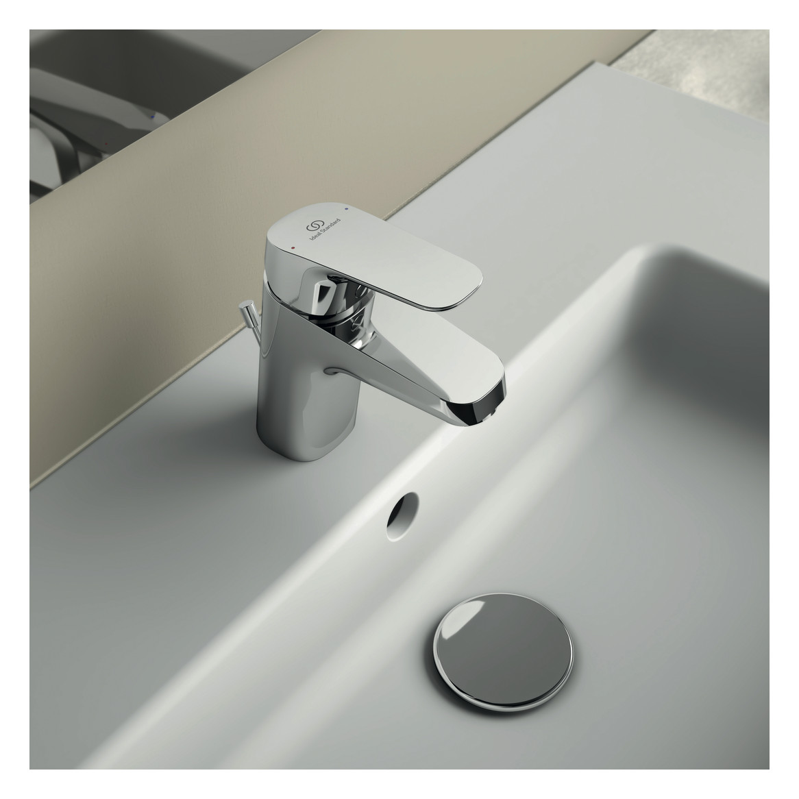 Ideal-Standard Waschtisch-Einhebelmischer CeraFlex mit Metall-Ablaufgarnitur, Ausladung 101mm, chrom