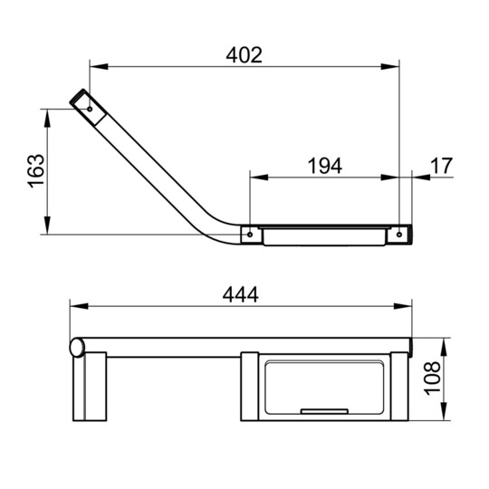 KEUCO Haltegriff Plan 135Grad, mit Seifenablage, rechts, verchromt/schwarz