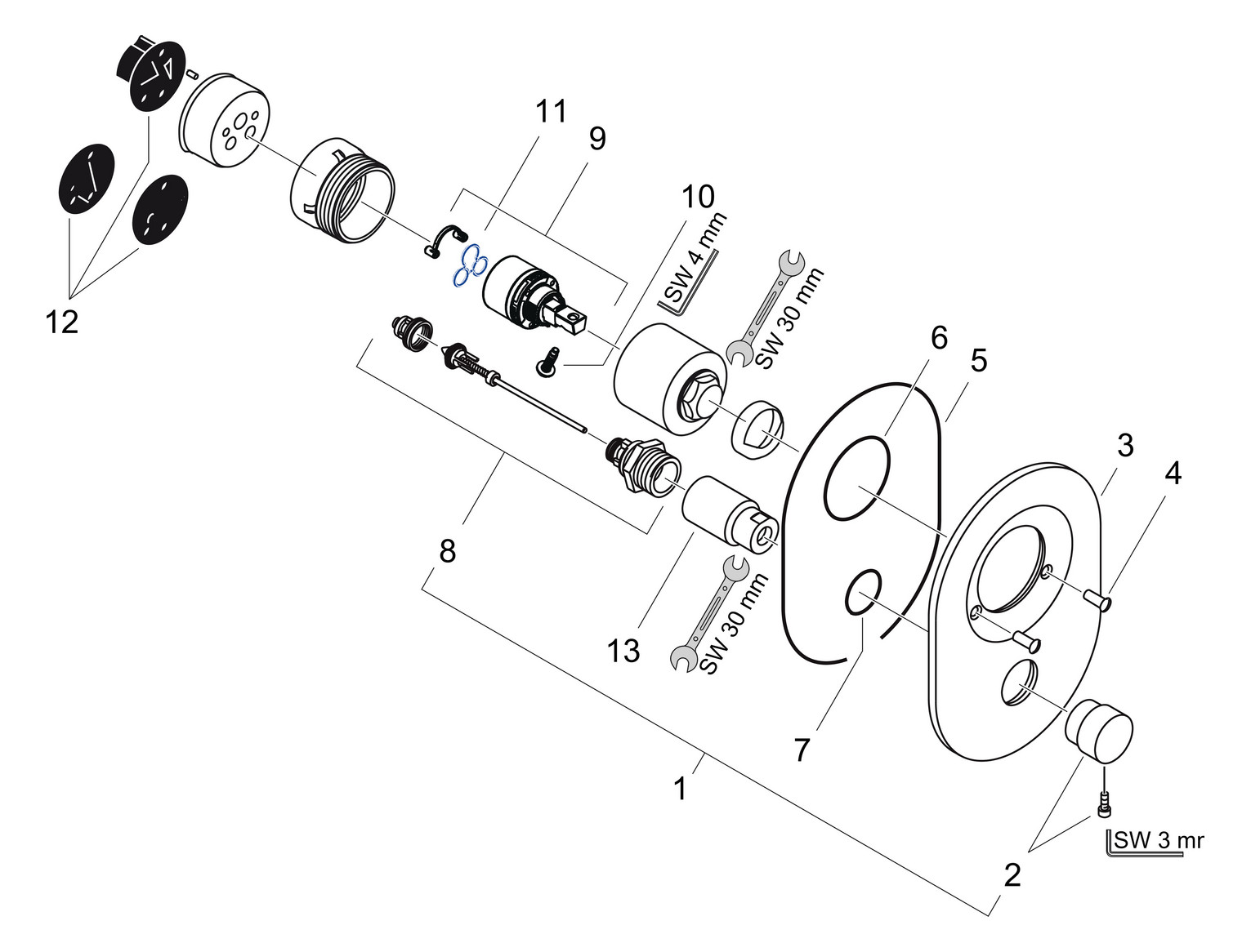 96385-UMRÜSTSET MIT ZUGKNOPF CHROM