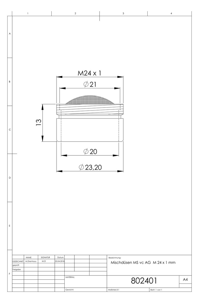 ASW Mischdüse AG M 24 x 1, verchromt