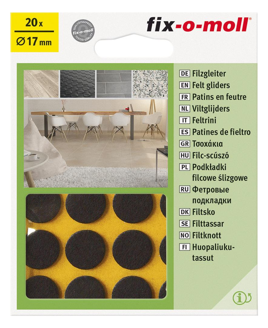 Bild Filzgleiter Ø 17 mm, selbstklebend,braun Inhalt: 20 - suki-1