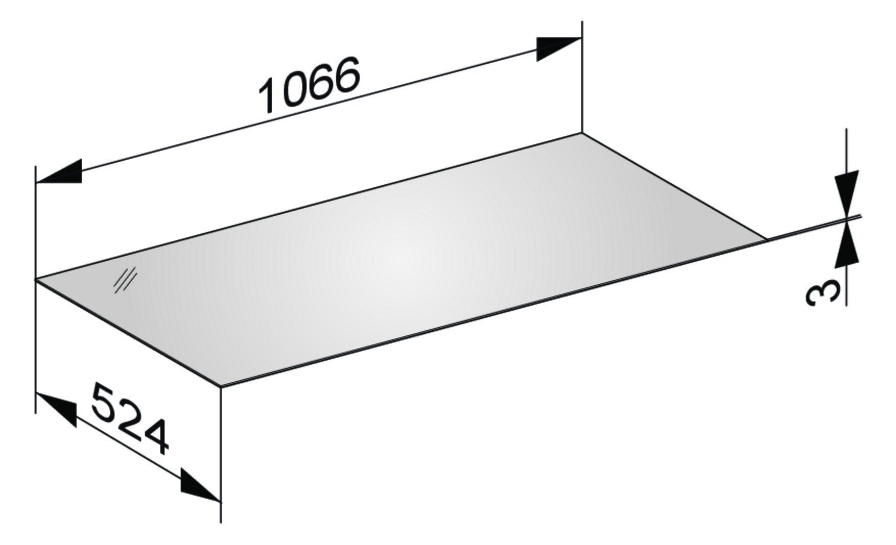 KEUCO Abdeckplatte Edition 11 106,6 x 0,3 x 52,4 cm, Weiß, Glas Weiß satiniert, ESG Glas Unterseite lackiert
