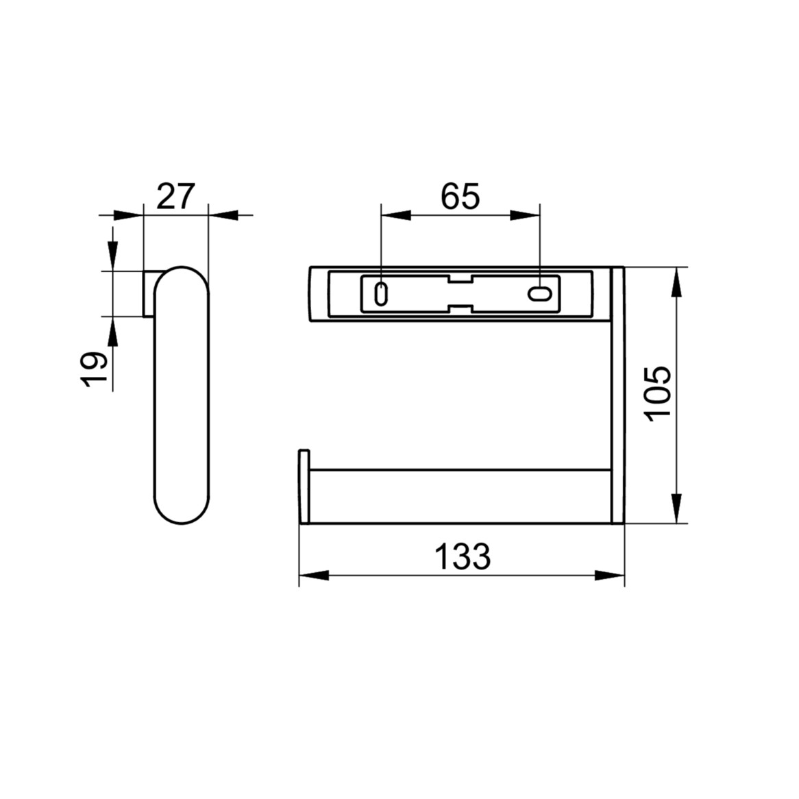 KEUCO Toilettenpapierhalter Plan 133x105x27mm, offen, rechte Ausführung, verchromt