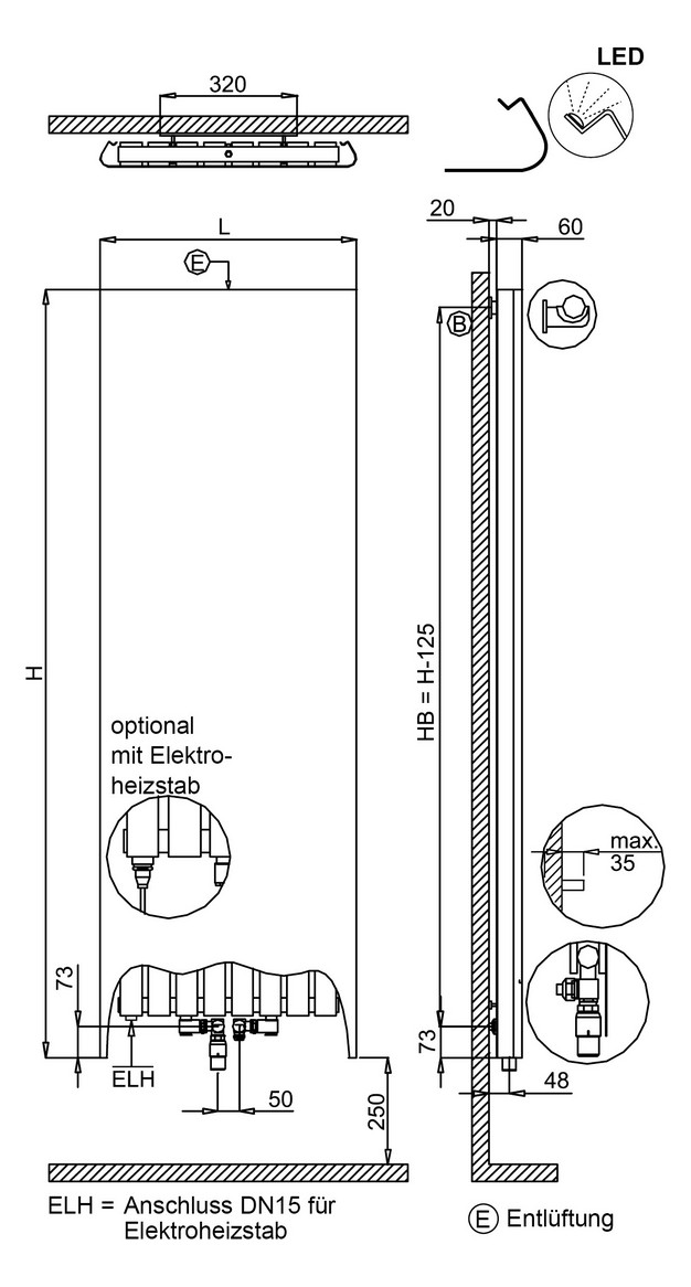 Bemm Planheizwand Plawa Softline 2000 x 600 mm, edelweiß, pulverbeschichtet, Anschluss für E-Heizstab Bemm Planheizwand Plawa Softline 2000 x 600 mm, edelweiß, pulverbeschichtet, Anschluss für E-Heizstab