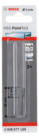 Metallbohrer Ø1mm zyl.Steckachse Edst f.Edelstahl f.Stahl