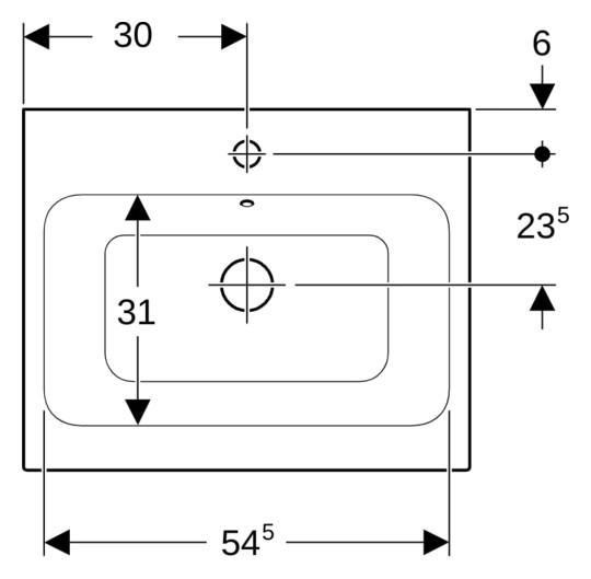 Geberit Aufsatz-Waschtisch iCon 60 x 48,5 cm, weiß KeraTect, mit Hahnloch, mit Überlauf