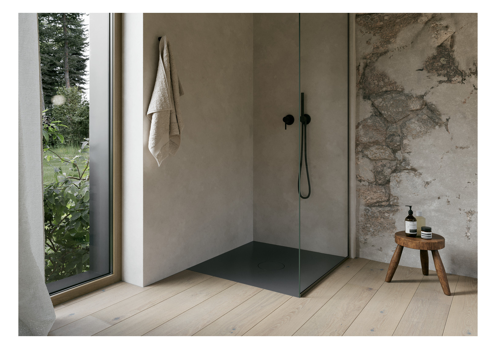 Bette Duschfliese PLUS BetteAir 1000 x 1000 mm, raven, Rechteck, glasierter Titan-Stahl