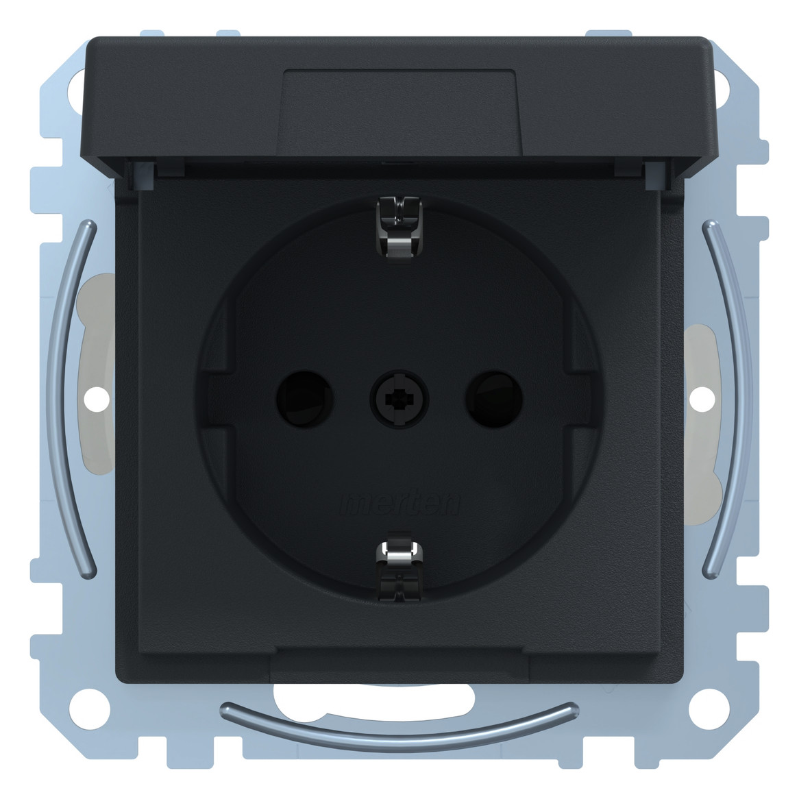 Steckdose 1f anth mt System M UP m.BS Klappd Mit erhöhtem Berührungsschutz