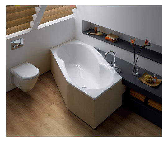 6-Eck-Badewanne BetteMetric 6841 Glasur, natura, 206x90x45cm, Fußende links, Überlauf vorne