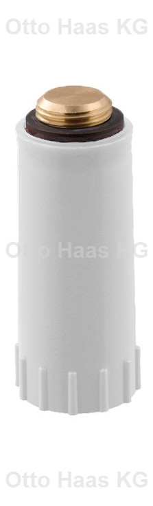 HAAS Baustopfen 1/2" x 89 mm, Messing-Gewinde, schmal, Kalt-/Warmwasserleitung, weiß