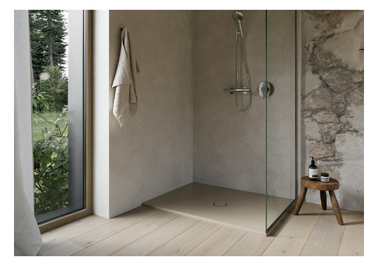 Duschfläche BetteFloor 1661 100x90cm, Antirutsch/Pro, Mini-Wannenträger, greige