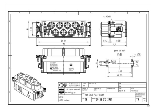 HART Buchseneinsatz 6+6 pol. 09380122751 