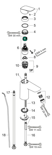 hansgrohe Waschtisch-Einhebelmischer Logis 100 CoolStart mit Zugstangen-Ablaufgarnitur, chrom