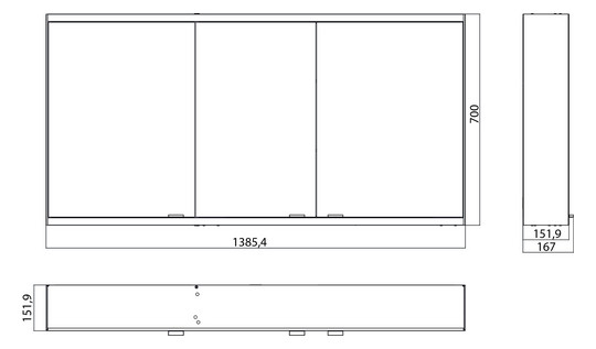 EMCO Aufputz-Lichtspiegelschrank prime 2 1400x700mm, 3-türig, aluminium/weiss
