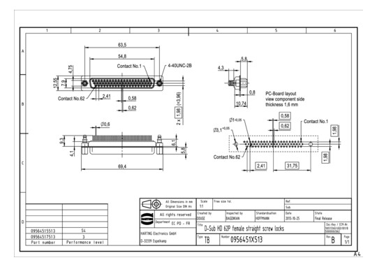 HART D SUB HD FE STR 62P     09564517513 