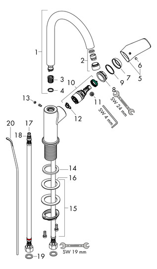hansgrohe Waschtisch-Einhebelmischer 210 Logis mit Zugstangen-Ablaufgarnitur, mit Schwenkauslauf, chrom