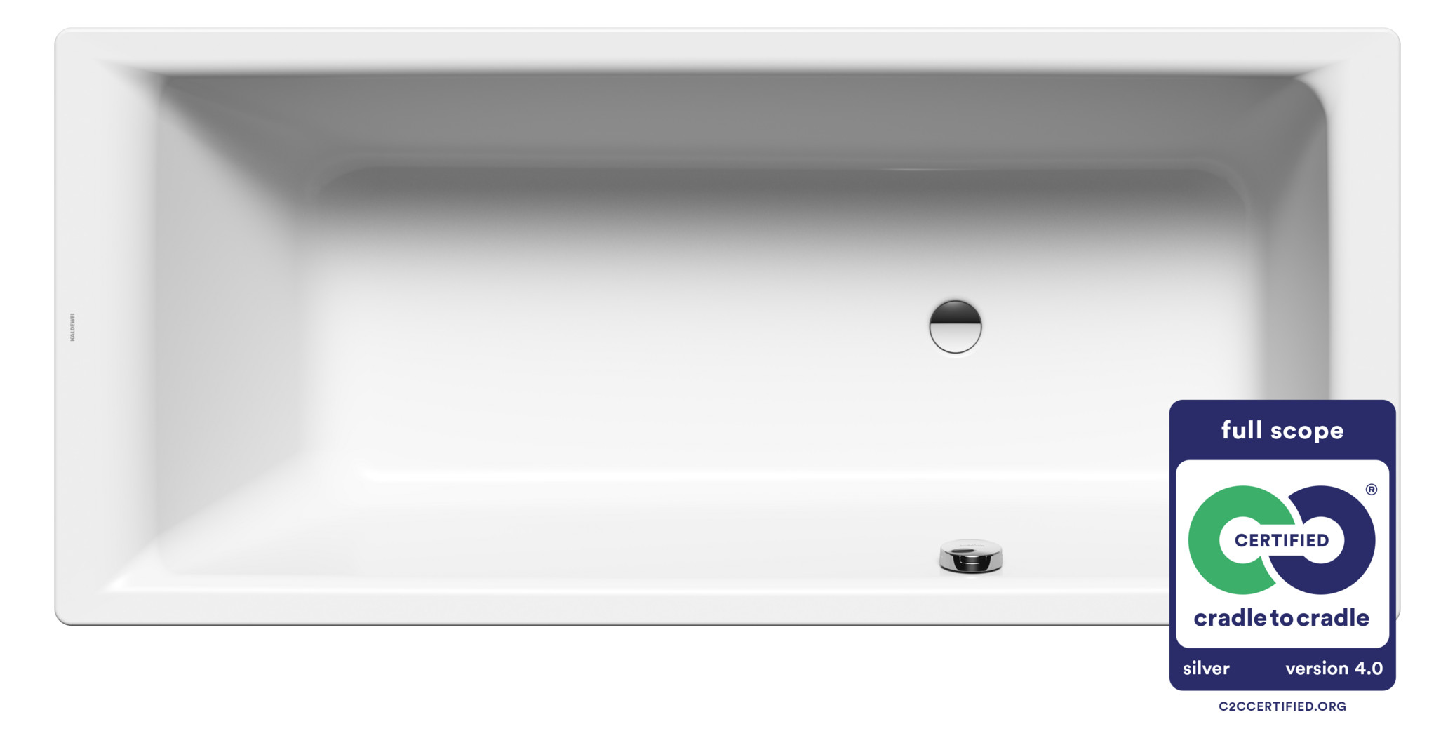 Kaldewei Badewanne PURO 657 180x80cm, Überlauf seitlich links, Standard, weiß