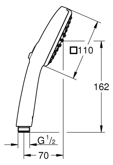 GROHE Handbrause Tempesta Cube 110 Durchfluss bei 3 bar 13,5 l/min, 2 Strahlarten, chrom