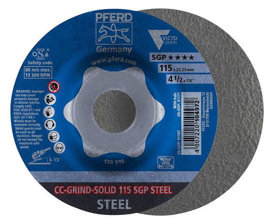 PFERD-Schleifscheibe CC-Grind-Solid SGP STEEL - 115mm