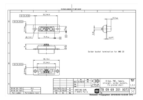 HART DSUB FE 7W2 SHELL WITH  09692015072 
