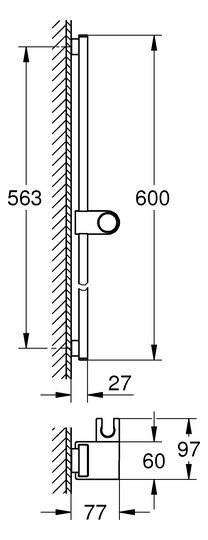 GROHE Brausestange Rainshower Aqua 101673 600mm supersteel
