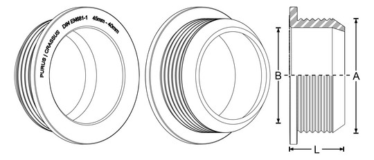Crassus Gummiadapter CGA 45/40 mm, 0,5 bar