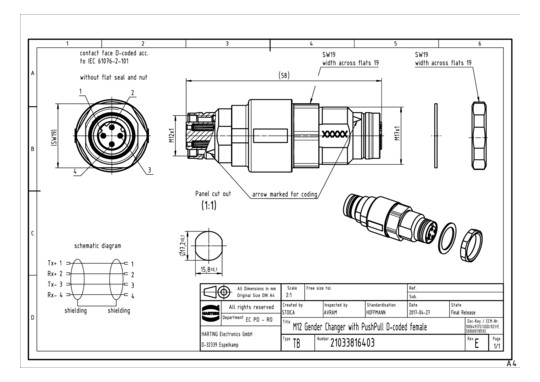 HART M12 D-Coded gender      21033816403 