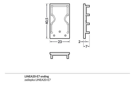 Endkappe sw Kst L40,5mm B23mm H2mm