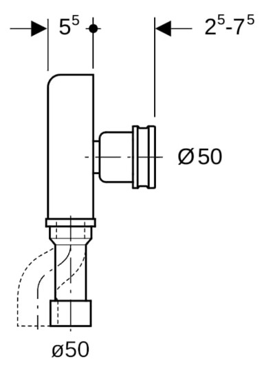 Geberit UP-Urinal-Ablauf 50 mm, für Urinal Abgang hinten, PE, schwarz