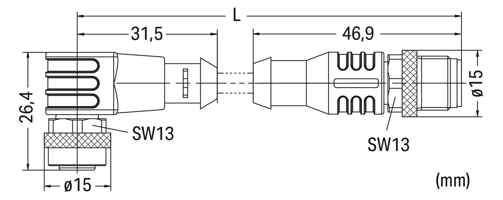 Sensor-Aktorkabel 3p 2m Serie 756 M12 Female abgew Polyurethan (PUR) hfr