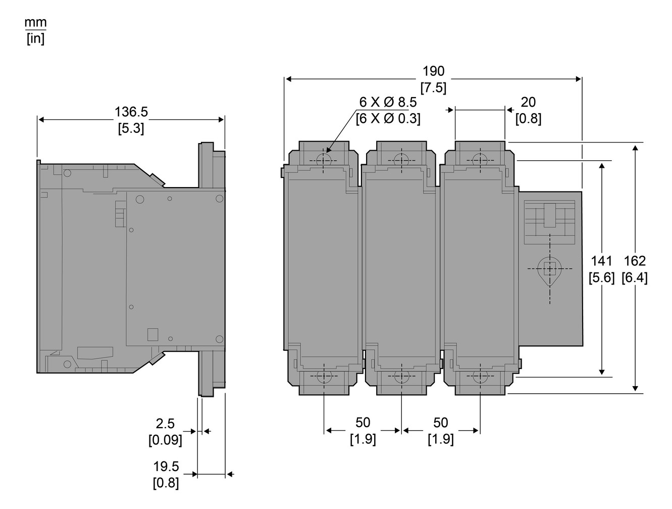 Sicherheitsschalter 160 A GS2 3p IP20 Geeignet für Sammelschienenaufbau