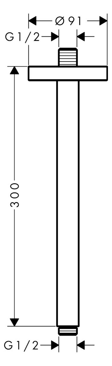 hansgrohe Deckenanschluss Axor 300mm, rund, brushed gold optic