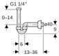 Geberit Rohrbogengeruchsverschluss 1 1/4" x 40 mm, für Waschbecken und Bidet, Abgang horizontal, hochglanz-verchromt