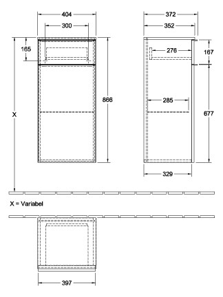 V&B Seitenschrank Venticello 40,4x86,6x37,2cm, links, Griff Copper, kansas oak