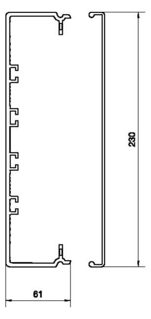 Leitungsführungskanal Kst 61x230x2000mm ver-ws LF-K unbeh 11150qmm RAL9016