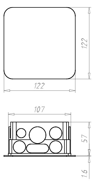 Verbindungsdose UP 107x107x57mm Kst IP2X quadrat