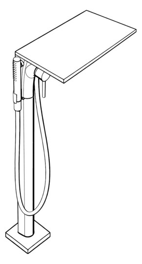hansgrohe Fertigmontageset Axor Massaud Wannen-Einhebelmischer, bodenstehend, brushed brass