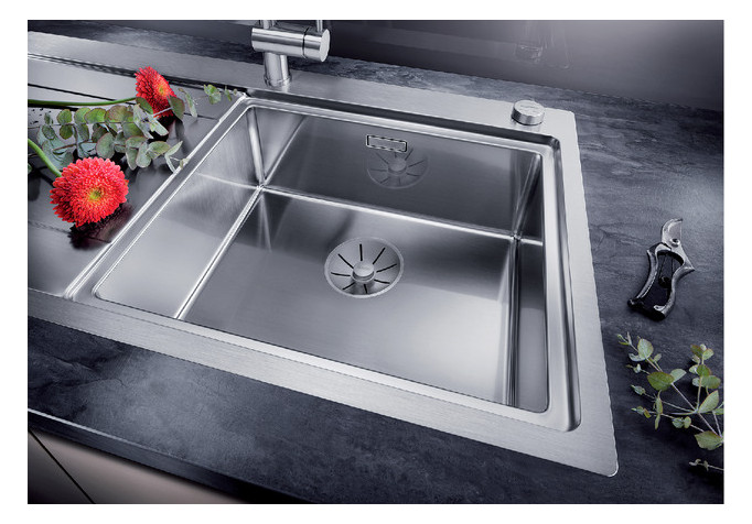 Blanco Spüle DIVON II 5 S-IF 100 x 51 cm, Edelstahl Seidenglanz, Becken links, mit Ablauffernbedienung