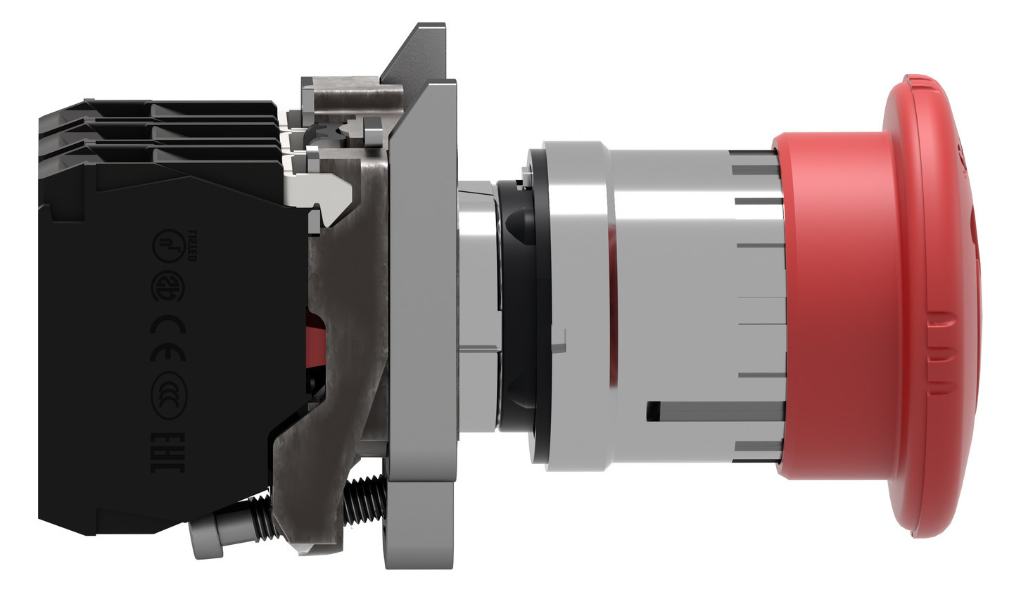 Not-Aus Taster EB IP66 Dreh 1S 2Ö Einb Ø22,5mm Schraub