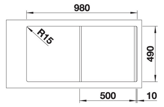 Blanco Spüle DIVON II 5 S-IF 100 x 51 cm, Edelstahl Seidenglanz, Becken links, mit Ablauffernbedienung