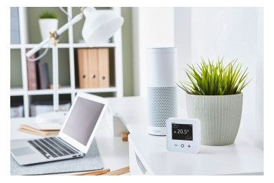 Raumtemperaturregler AP Wiser Funkb ws glz Basis+m.Geh Mit Vor-Ort Bedienung