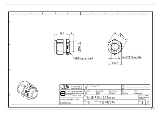 HART Kabelverschraubung M20, 19000005184 