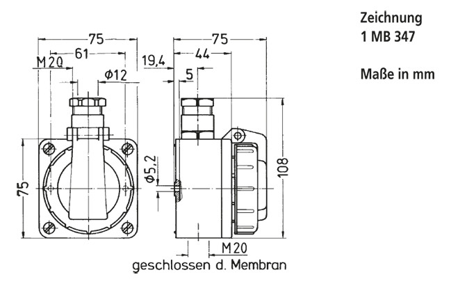 Steckdose 1f bl mt AP Klappd IP68