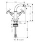 hansgrohe 2-Griff-Bidet-Armatur Axor Montreux Ausladung 104mm, mit Kreuzgriffe, Zugstangen-Ablaufgarnitur, brushed bronze