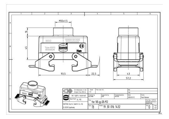 HART Tüllengehäuse-Oberteil  19300161432 
